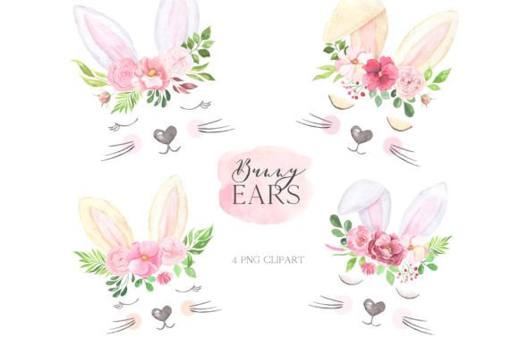 Download Watercolor Easter Bunny Ears Clipart - Bunny Collection
