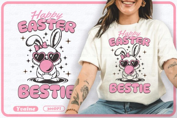 Download Happy Easter Bestie PNG Bunny Bubblegum - Bunny Collection