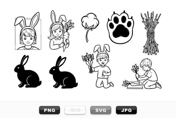 Download Cute Easter Bunny Clipart Set - Bunny Collection