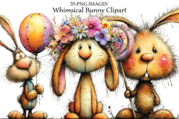 Download Whimsical Bunny Clipart - Bunny Collection