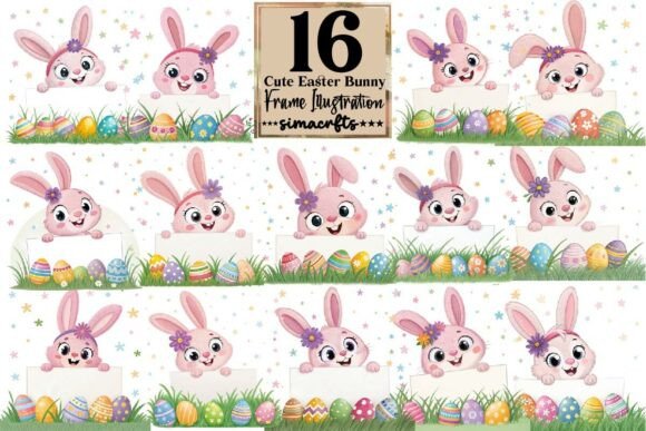 Download Cute Easter Bunny Frame Illustration PNG - Bunny Collection