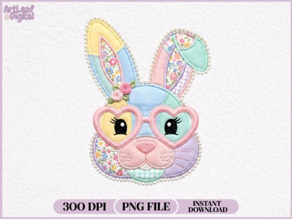 Download Patchwork Bunny Pastel Floral Easter PNG - Bunny Collection