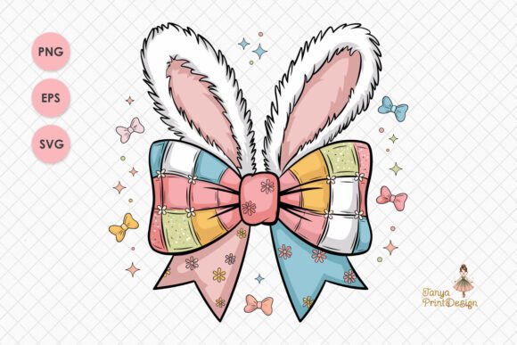 Download Bunny Ears with Bow Easter Clipart PNG - Bunny Collection