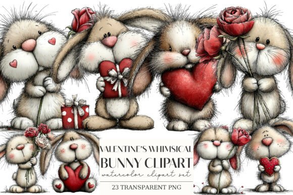 Download Valentines Whimsical Bunny Clipart - Bunny Collection