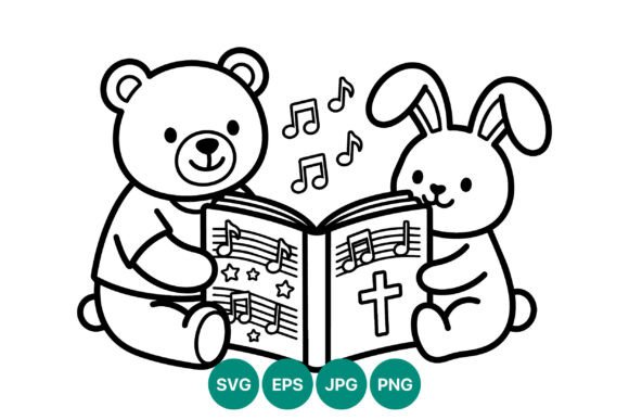 Download Teddy Bear and Bunny Reading Music Book - Bunny Collection