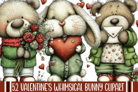 Download Valentine's Whimsical Bunny Clipart - Bunny Collection