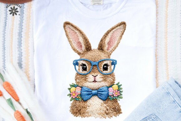 Download Retro Faux Embroidery Easter Bunny PNG - Bunny Collection