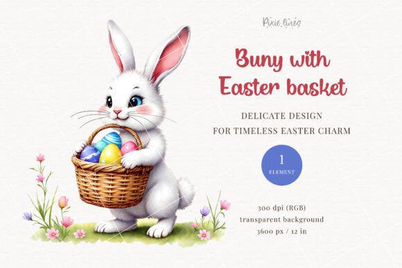 Download Vintage White Bunny with Easter Eggs - Bunny Collection