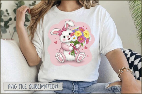 Download Funny Bunny with Flowers PNG - Bunny Collection