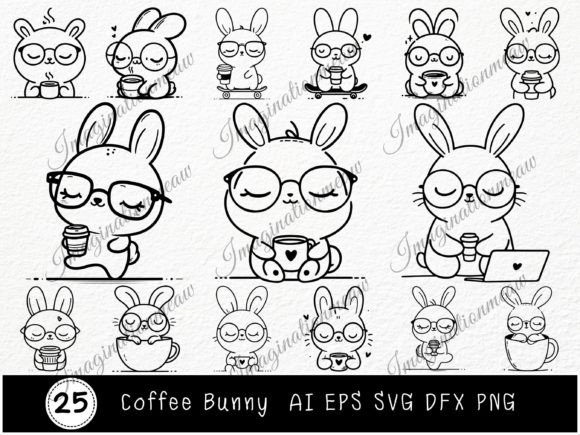 Download Coffee Bunny Cartoon Cute Rabbit Svg - Bunny Collection