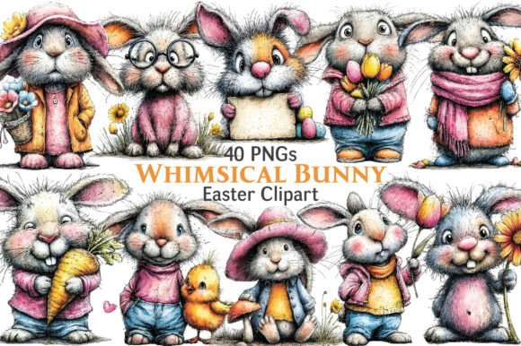 Download Easter Whimsical Bunny Clipart - Bunny Collection