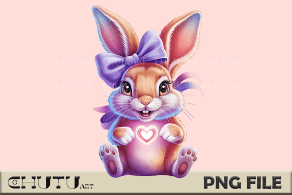 Download Cute Bunny with Bow PNG - Bunny Collection