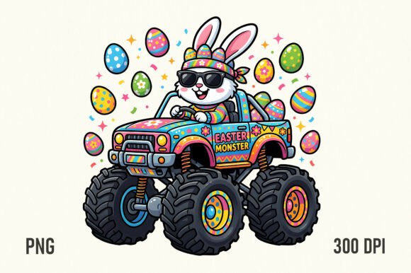 Download Funny Easter Bunny Monster Truck PNG - Bunny Collection