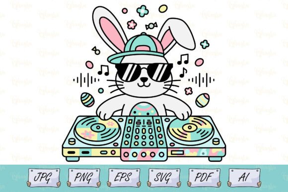 Download DJ Easter Bunny T-Shirt Vector SVG - Bunny Collection