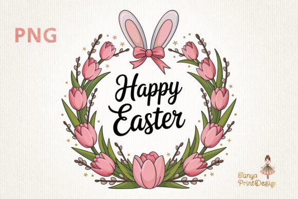 Download Easter Wreath Bunny Ears Clipart PNG - Bunny Collection