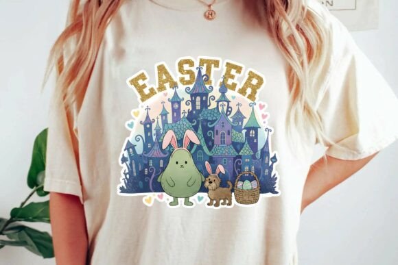 Download Whimsical Magical Easter Castle with Bunny Pear and Puppy PNG - Bunny Collection