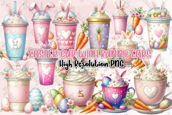Download Easter Cup with Bunny Ears Clipart PNG - Bunny Collection
