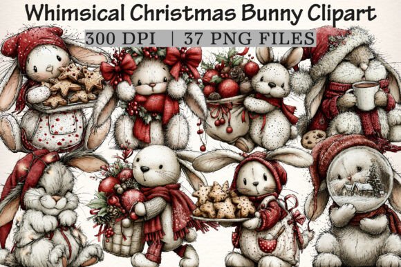 Download Whimsical Christmas Bunny Clipart - Bunny Collection