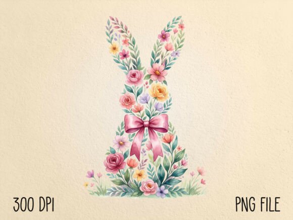 Download Floral Easter Bunny Sublimation PNG - Bunny Collection