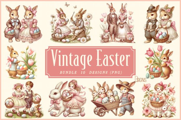 Download Vintage Easter Clipart Bundle Bunny - Bunny Collection
